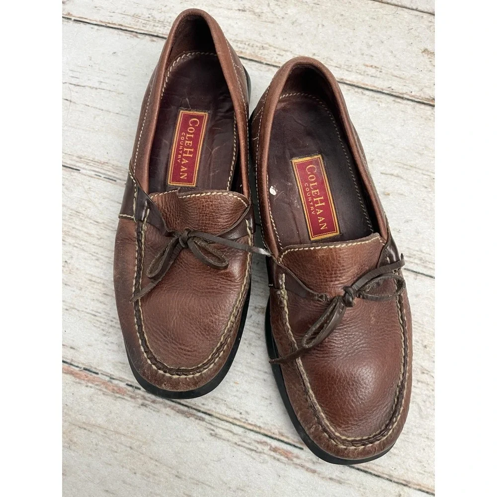 COLE HAAN Mens Brown Tassel Leather‎ Dress Casual Loafers Shoes Sz 9M Vintage